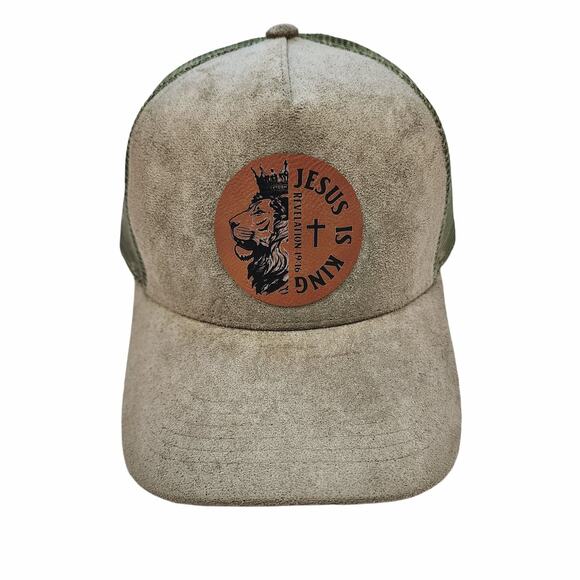 NWT Lion of Judah Faux Suede Snap Back Mesh Trucker Hat Cap - Picture 5 of 13